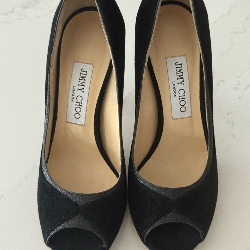 Jimmy Choo Black Peep Toe Heels